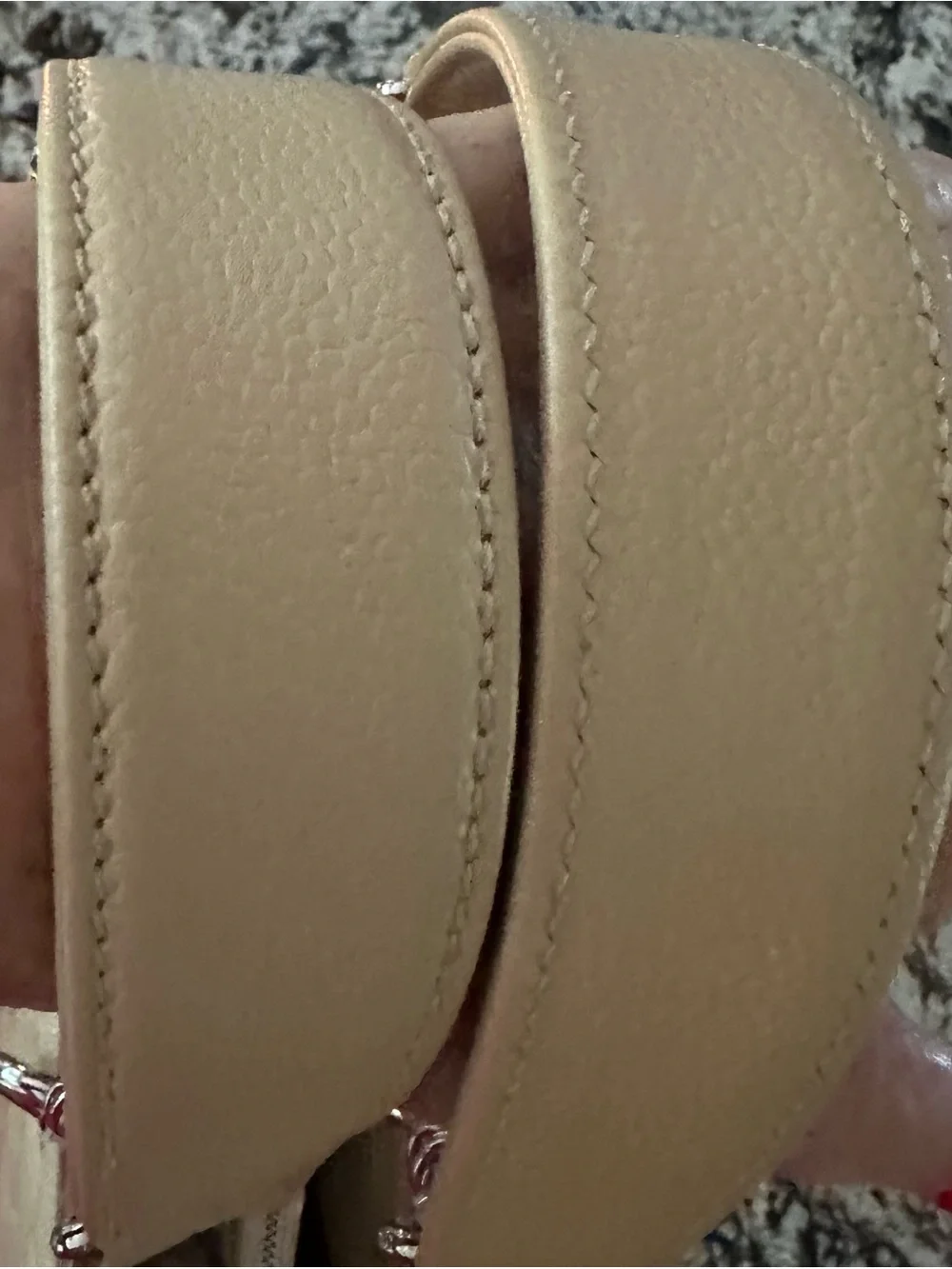 Chanel Beige Quilted Cavier Leather Grand Shopping Tote Bag with Silver hardware